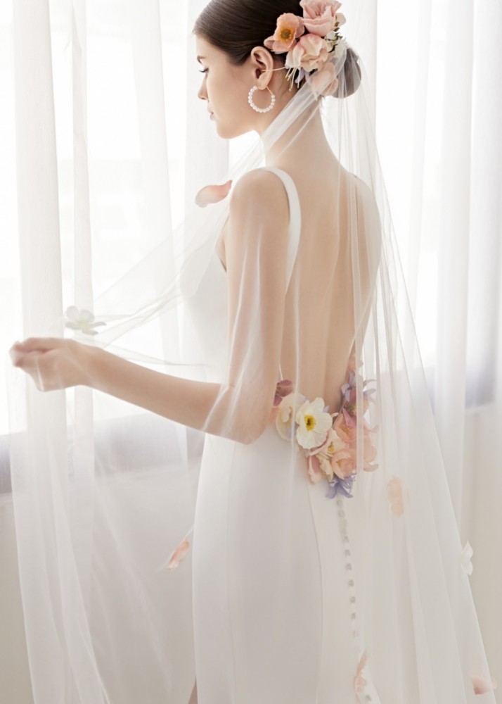 Ivory Satin Open Back Minimalist Wedding Dress