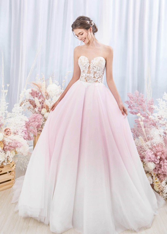 Pink And Ivory Ombre Stunning Wedding Dress
