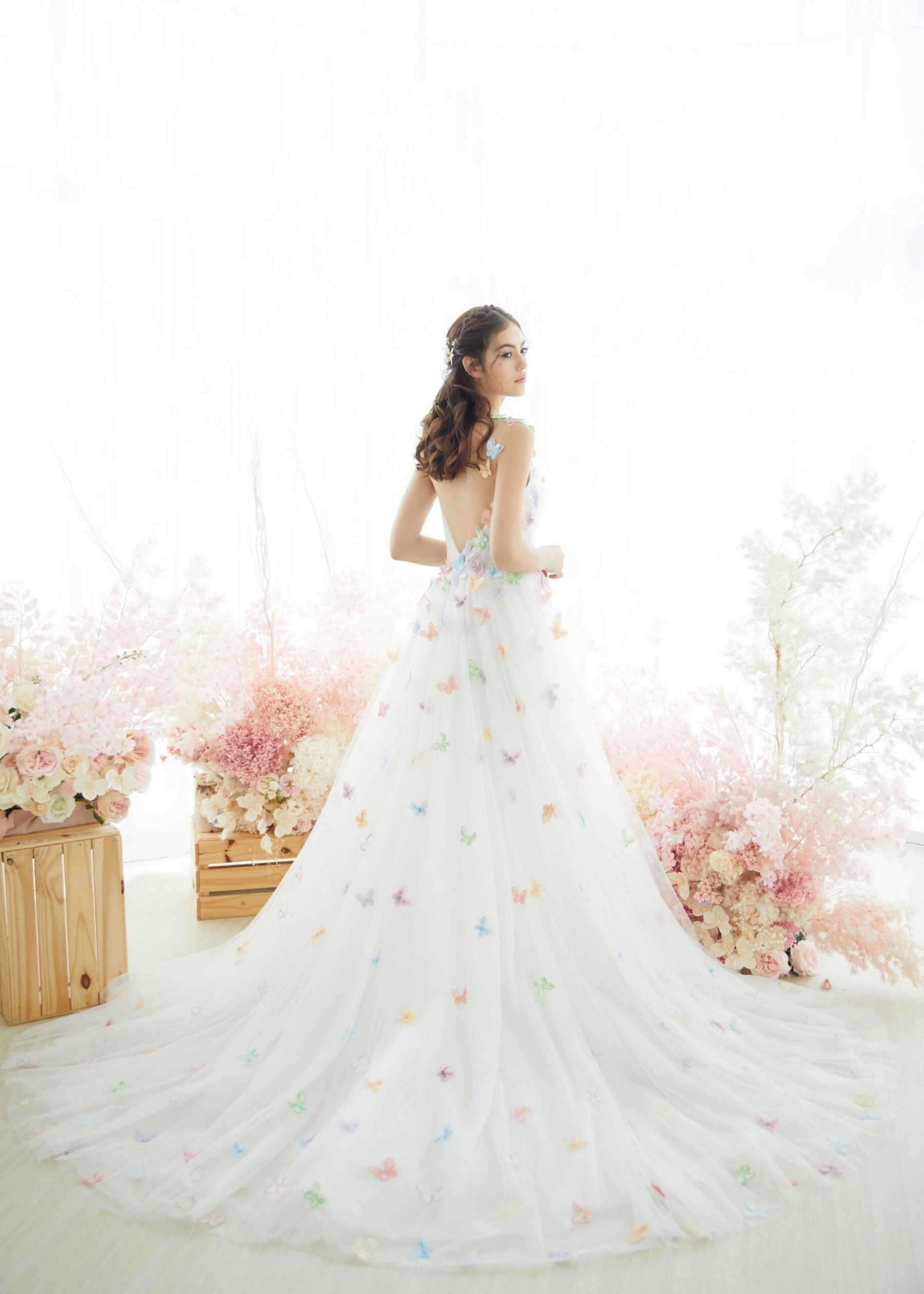 Butterfly Tulle Modern Wedding Dress