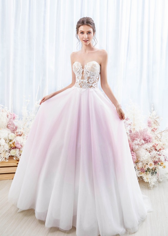 Pink And Ivory Ombre Stunning Wedding Dress