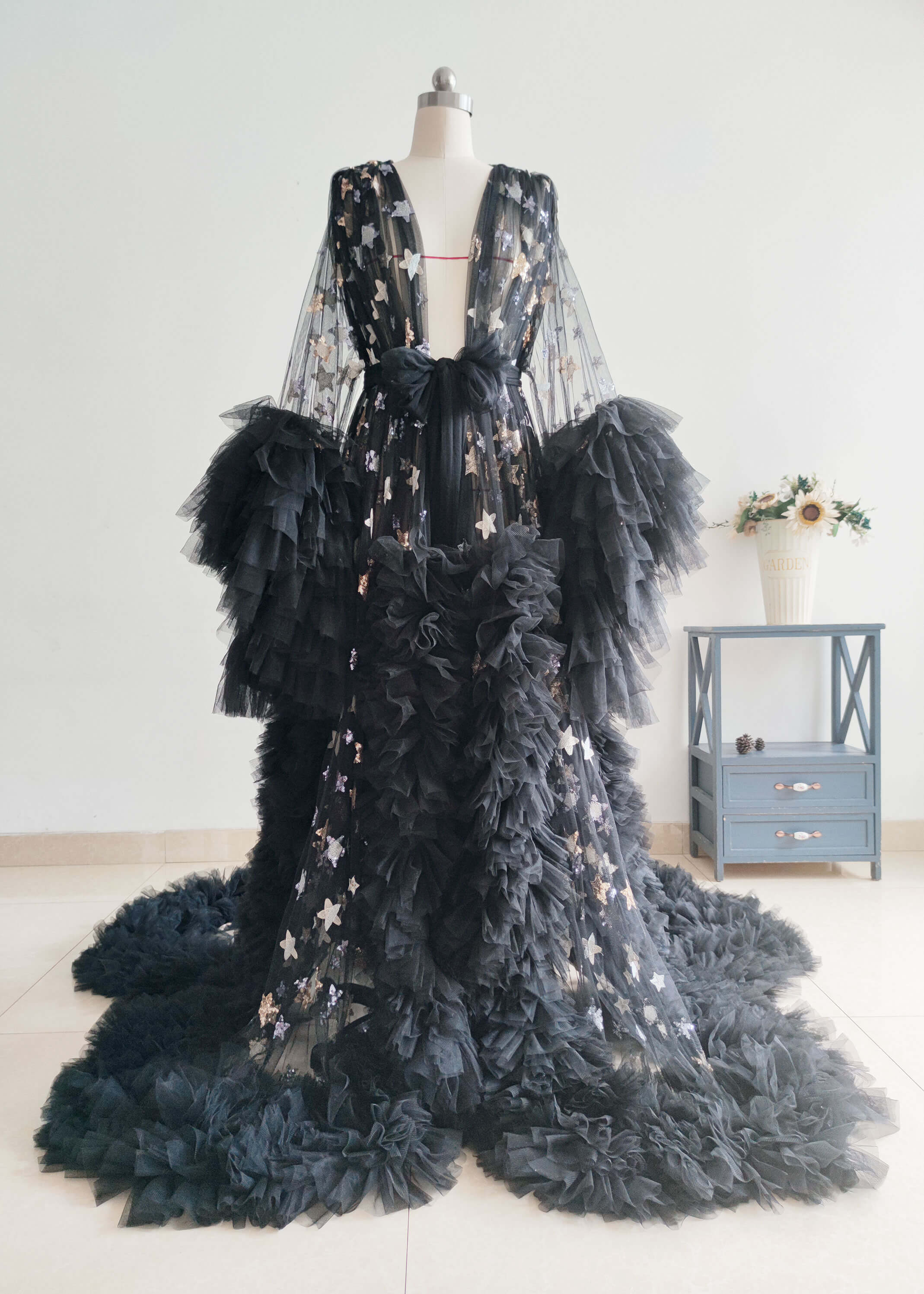 Black Sparkle Tulle Photoshoot Dress/Babyshower Dress