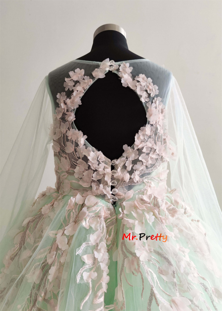 Light Green Flower Lace Flower Girl Dress