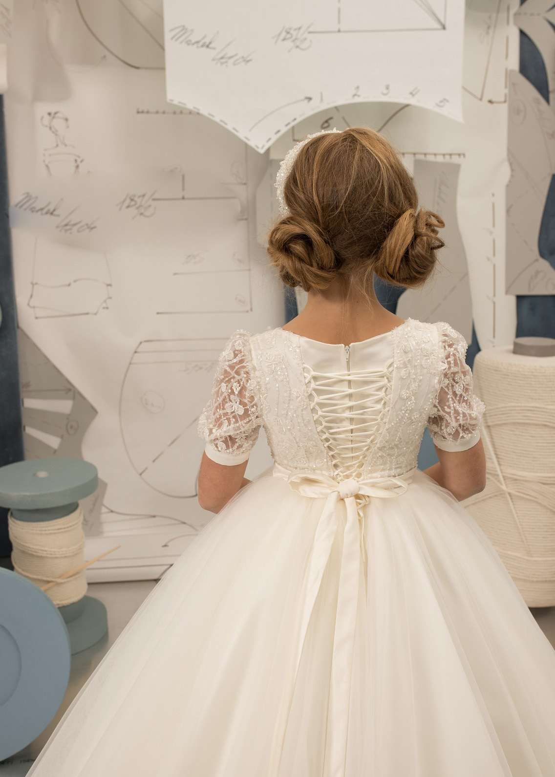 Ivory Beaded Lace Flower Girl Dress/Pageant Dress