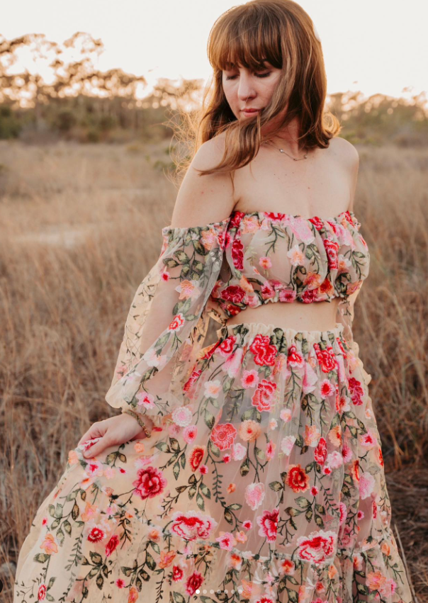 2 Pieces Floral Maternity Dress/Photoshoot Dresses