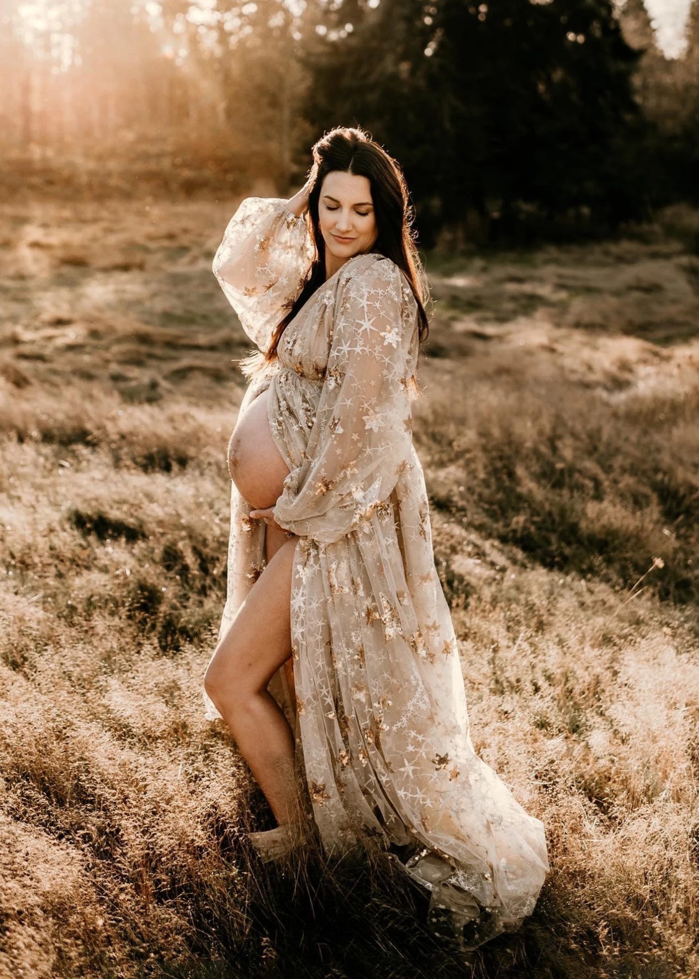 Ivory Star Tulle Photoshoot Dress/Babyshower Dress