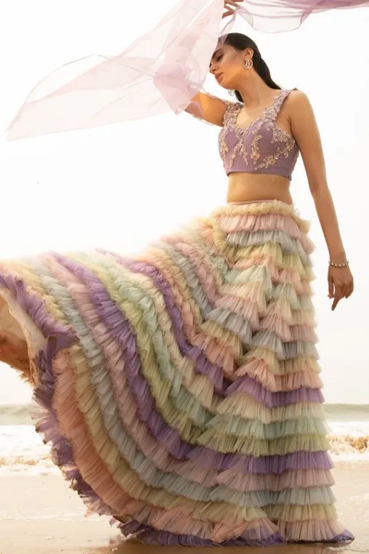 Colorful Ruffled Wedding Skirt/ Photo Shot Skirt