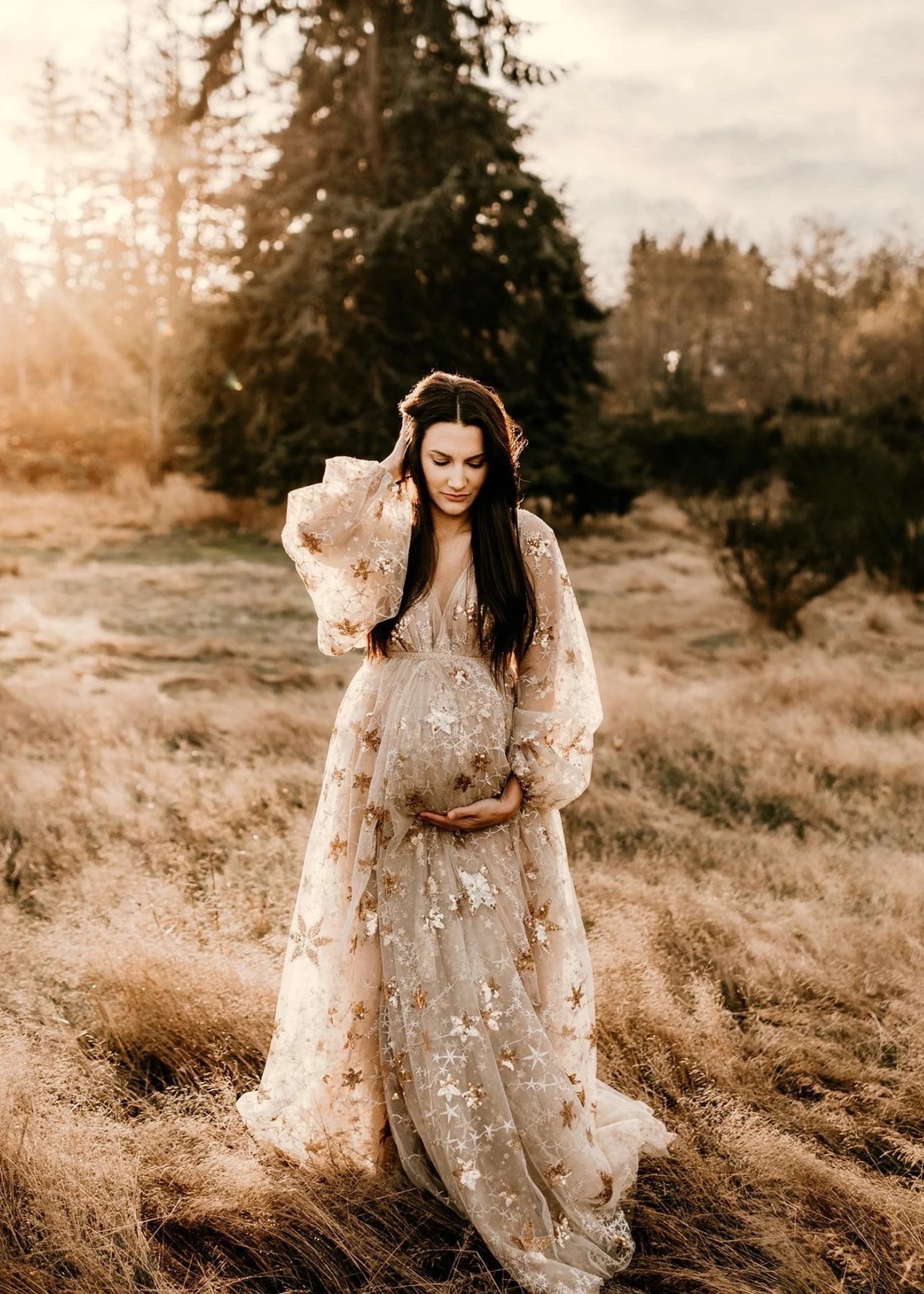 Ivory Star Tulle Photoshoot Dress/Babyshower Dress