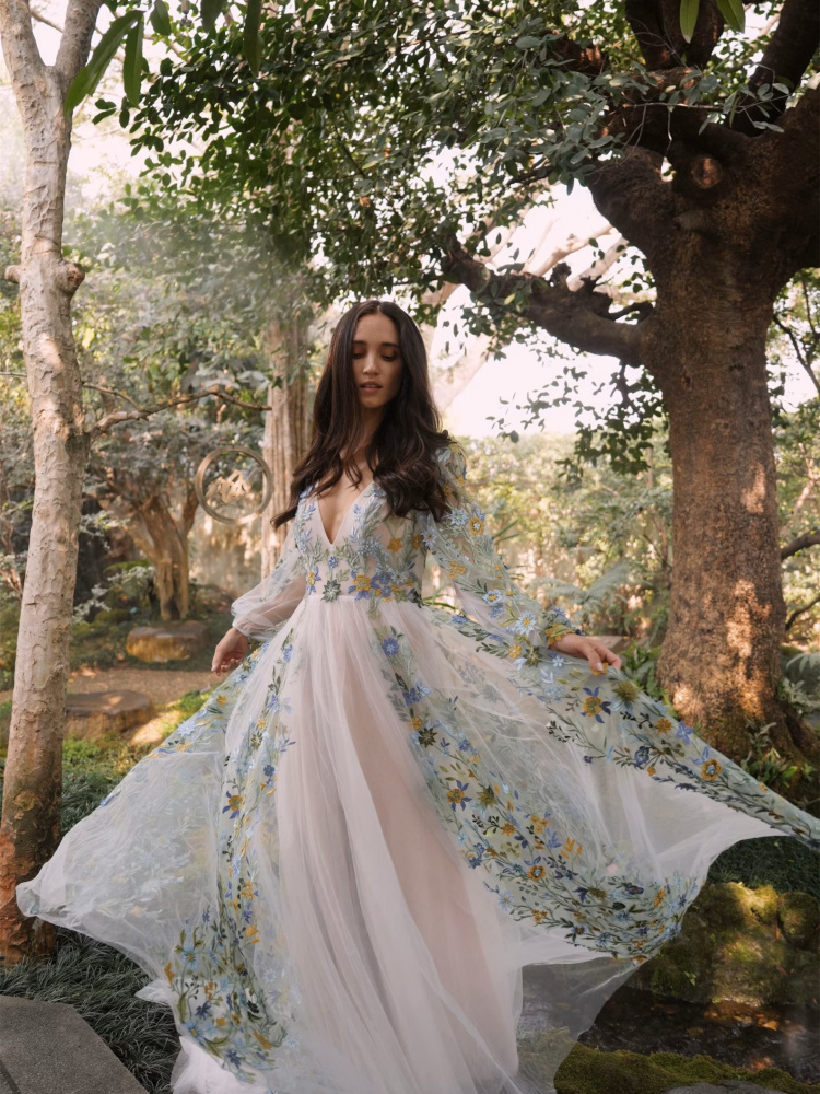 Floral Wedding Party Dress/Photoshoot Dress