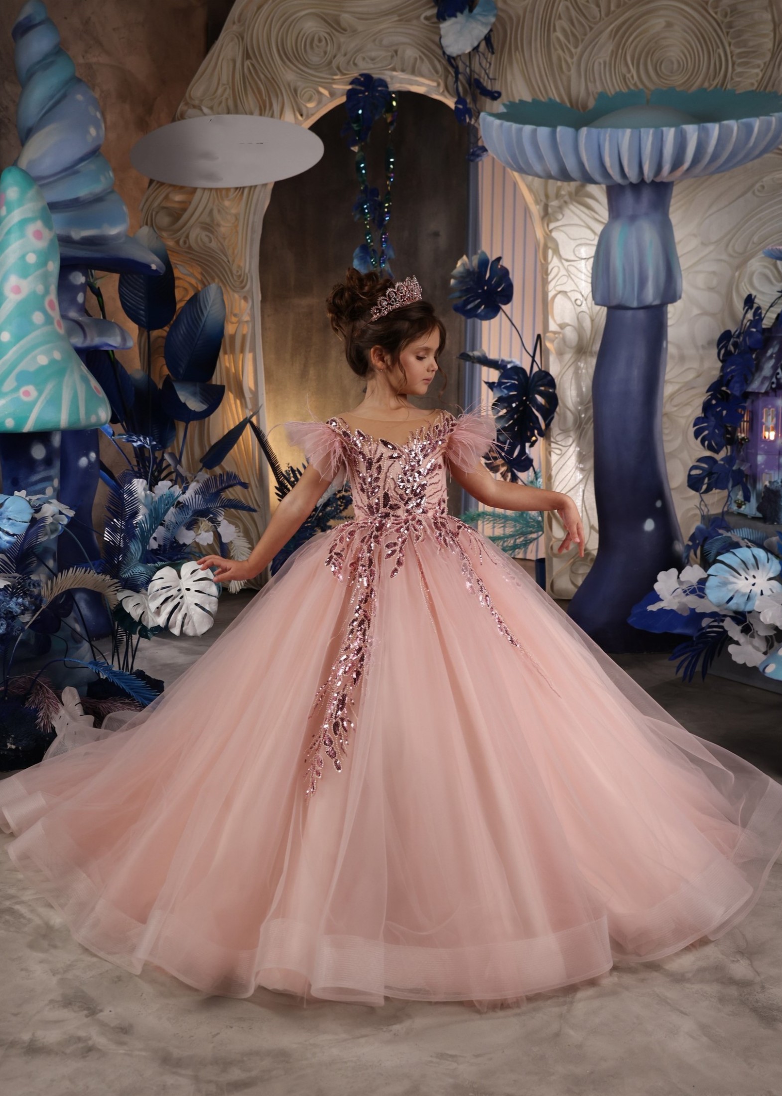 Dusty Pink Sparkle Pageant Dress/Girls Party Dress