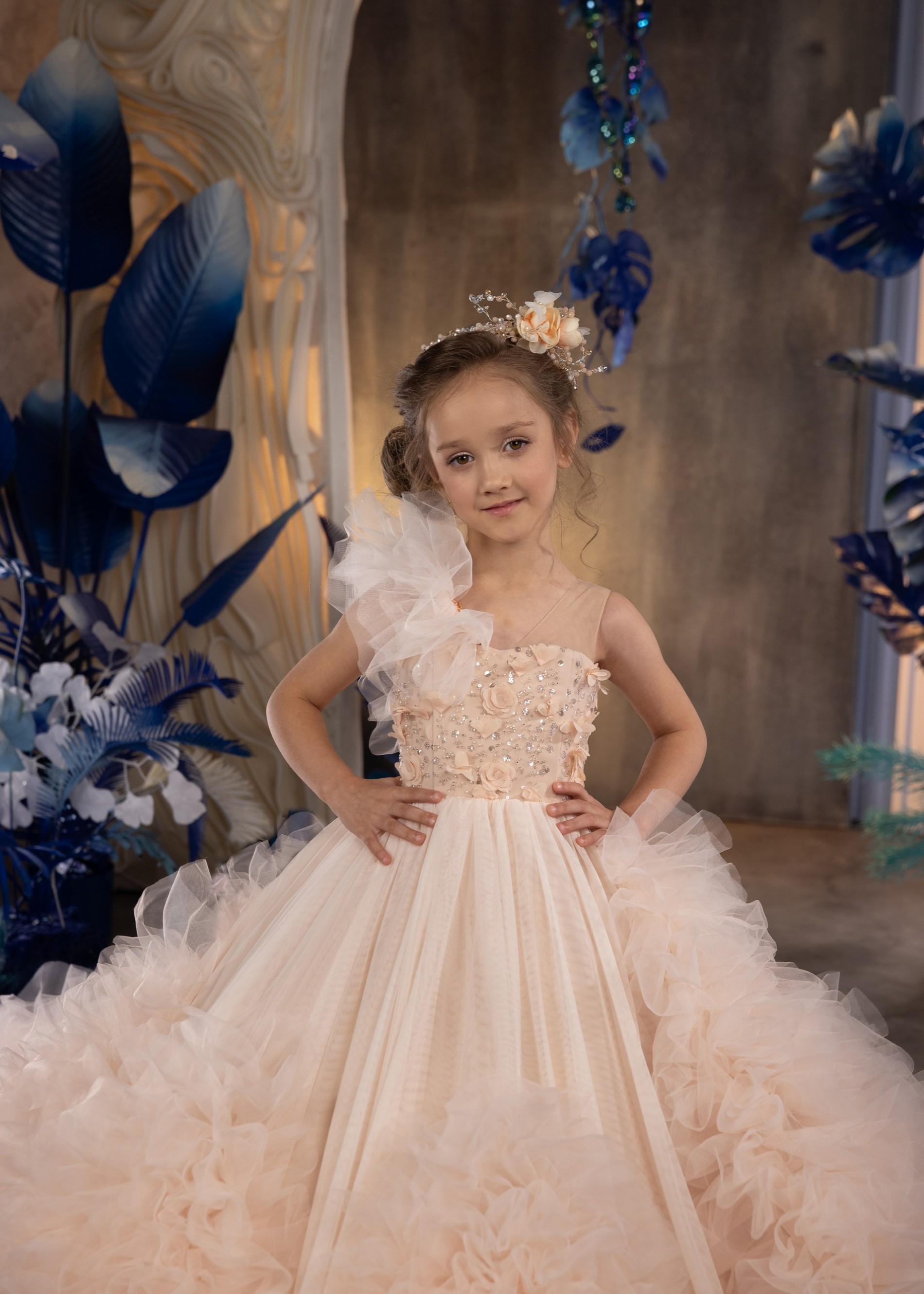 Light Champagne Pageant Dress/Girls Party Dress