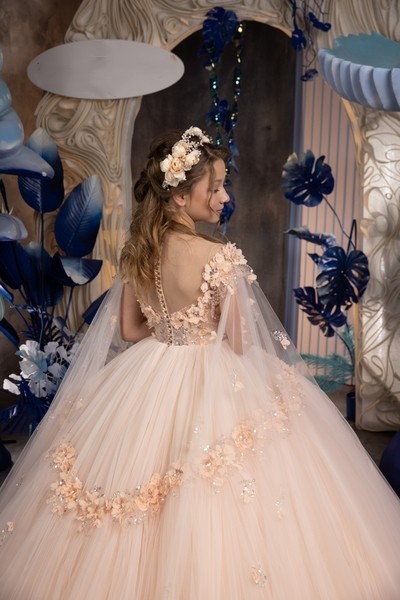Light Champagne Floral Lace Pageant Dress/Girls Party Dress