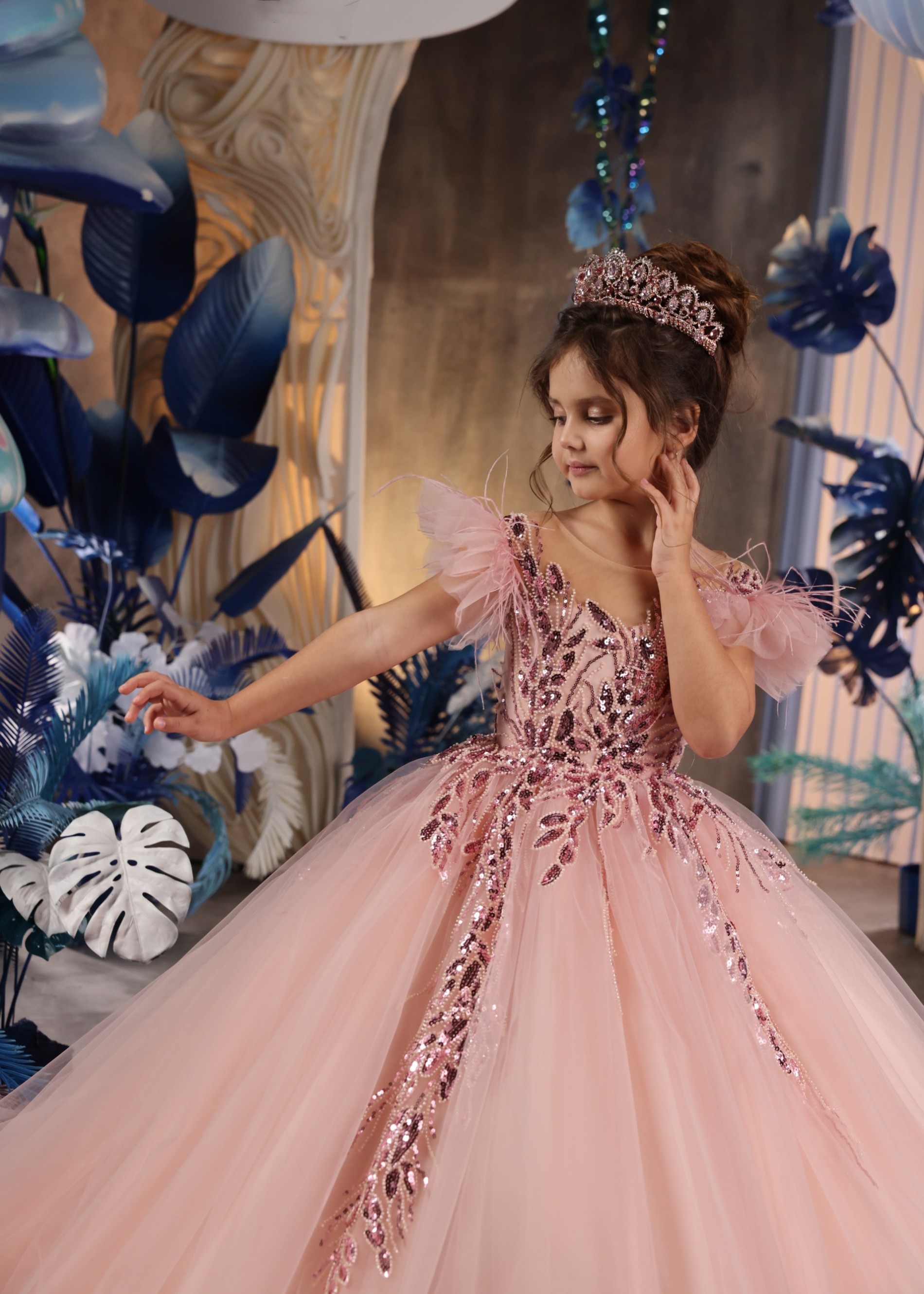 Dusty Pink Sparkle Pageant Dress/Girls Party Dress