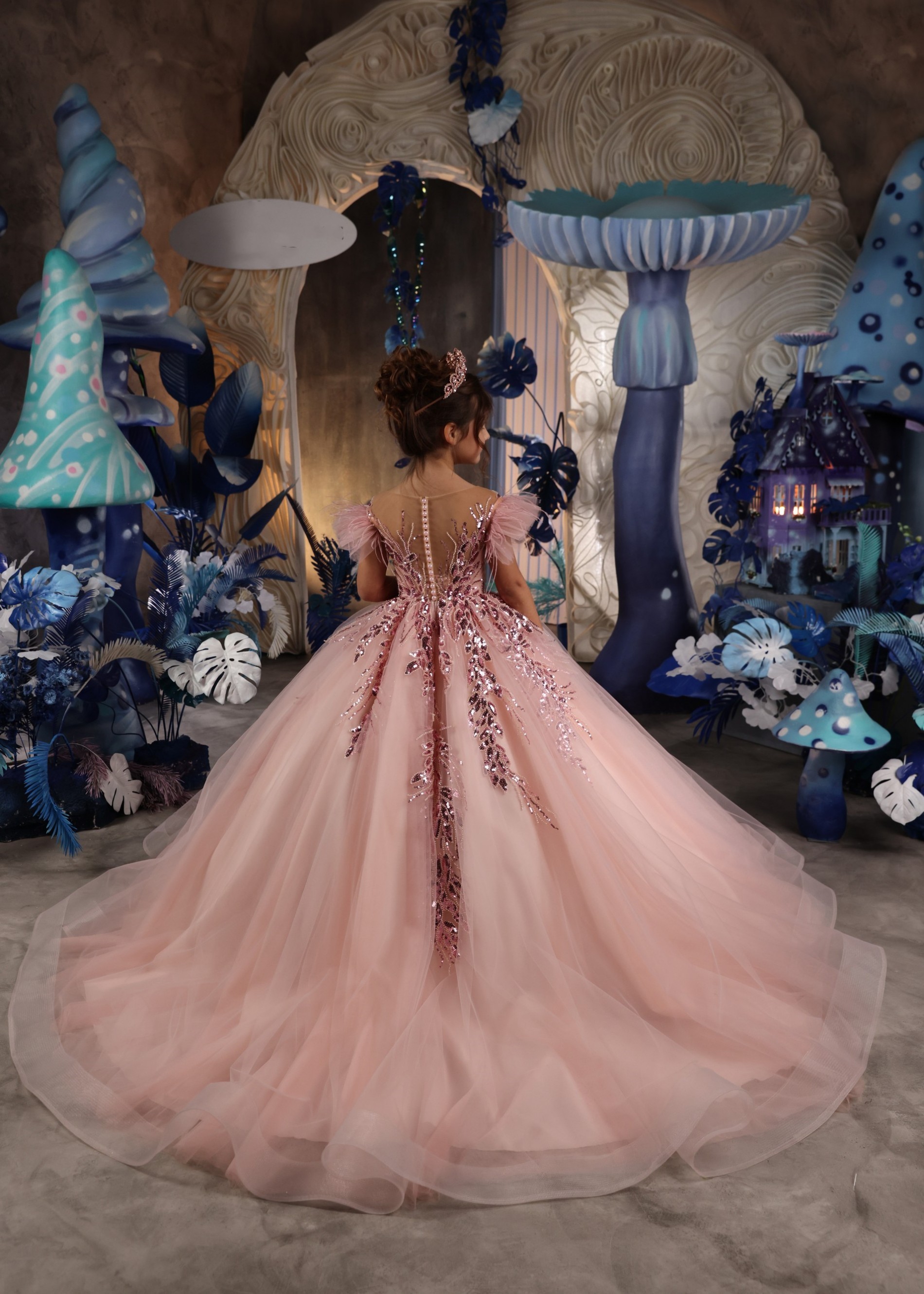 Dusty Pink Sparkle Pageant Dress/Girls Party Dress