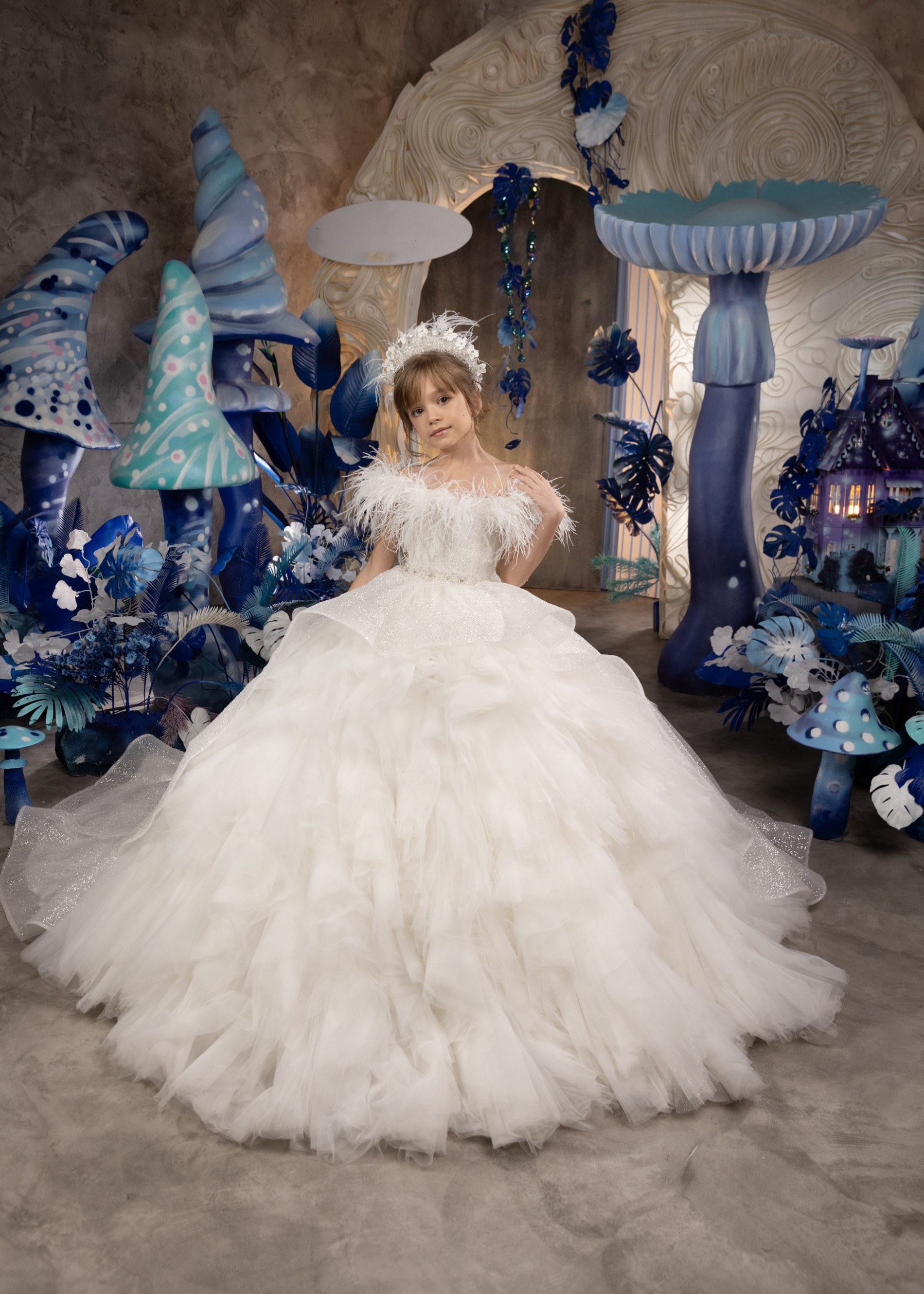 White Sparkle Pageant Dress/Girls Party Dress