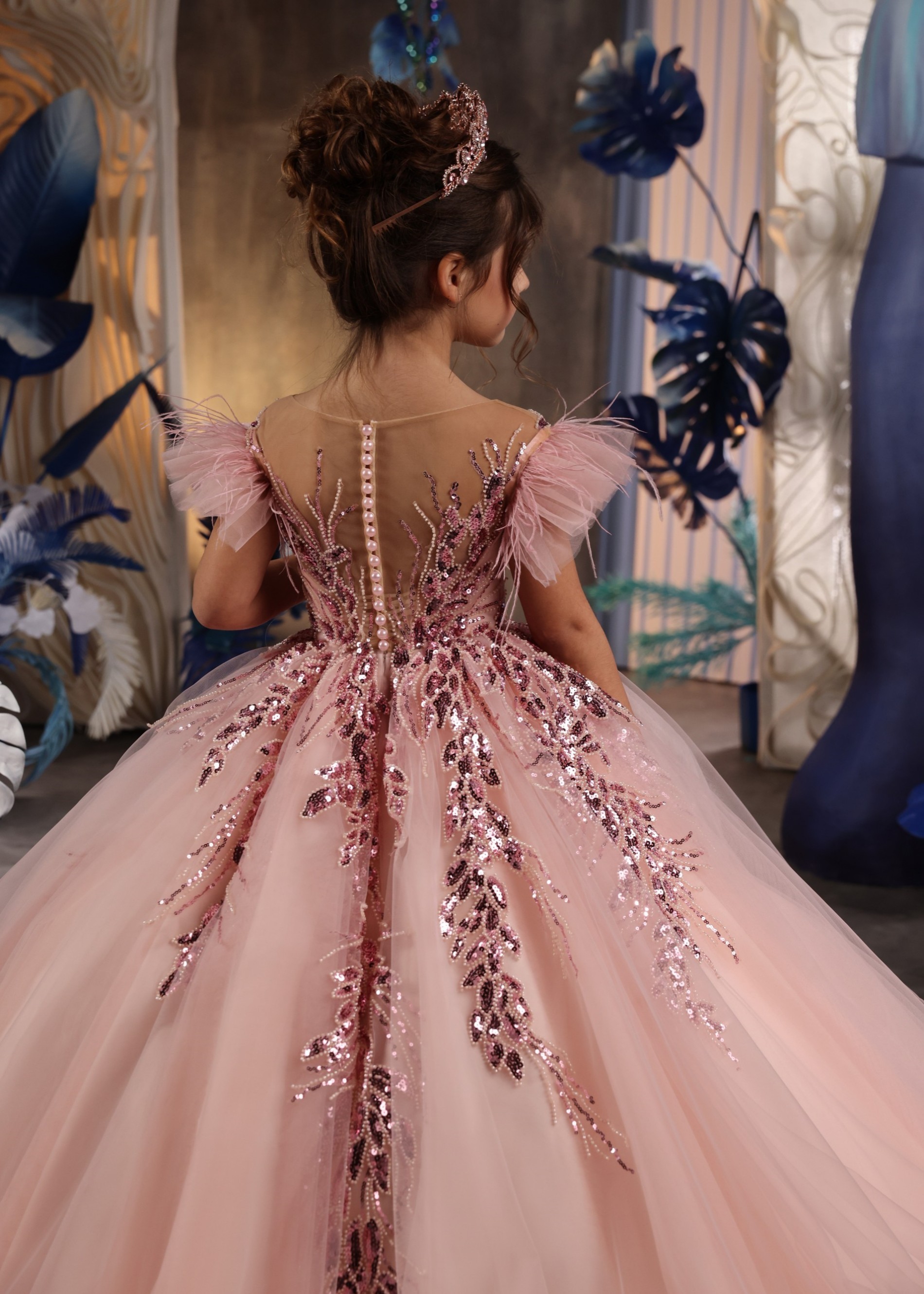 Dusty Pink Sparkle Pageant Dress/Girls Party Dress