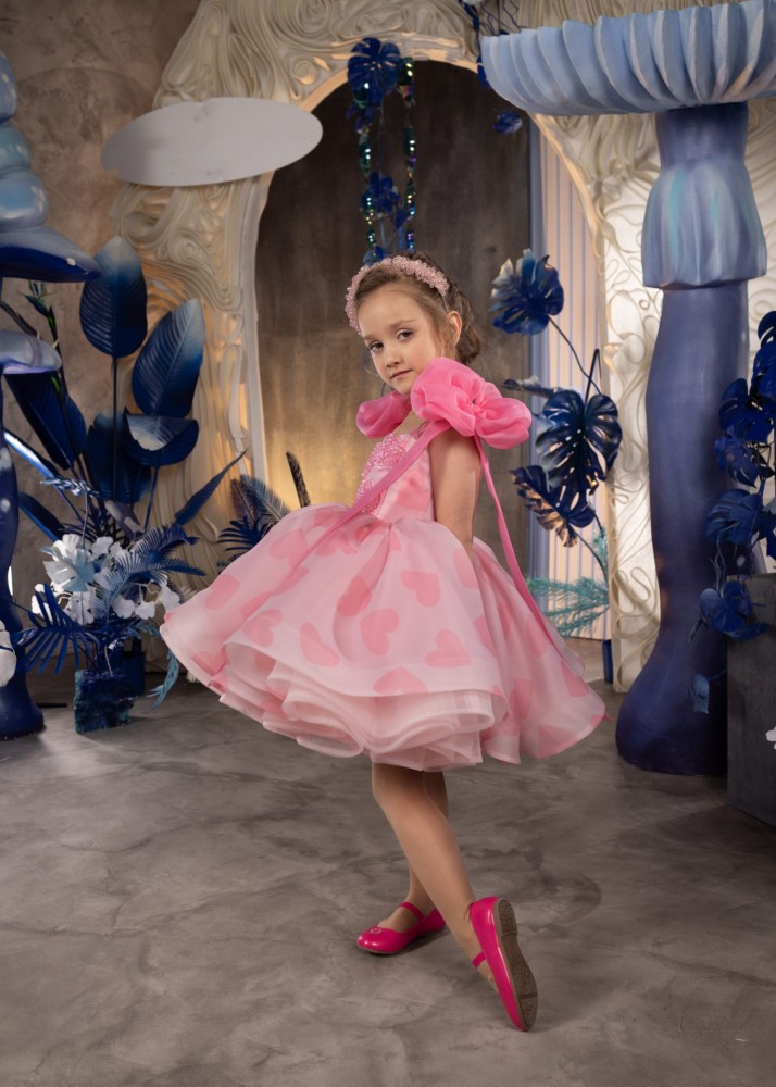 Pink Short Length  Flower Girl Dress/Girls Party Dress