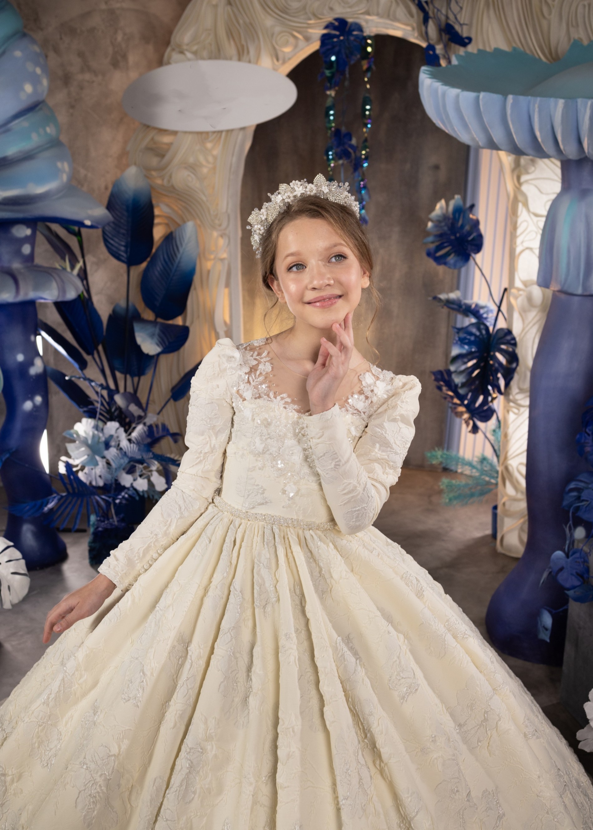 Cream Romantic Flower Girl Dress/Girls Party Dress