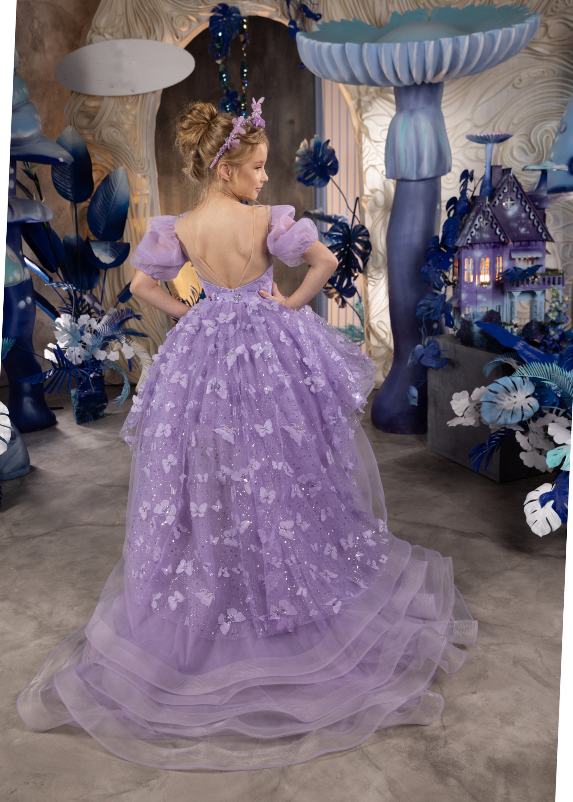 Purple Butterfly  Flower Girl Dress/Pageant Dress
