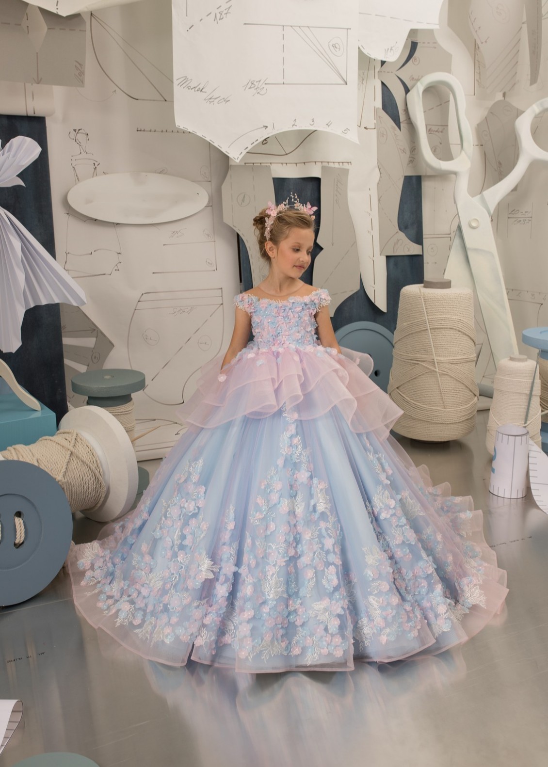 Colorful Lace Elegant Flower Girl Dress /Girls Party Dress