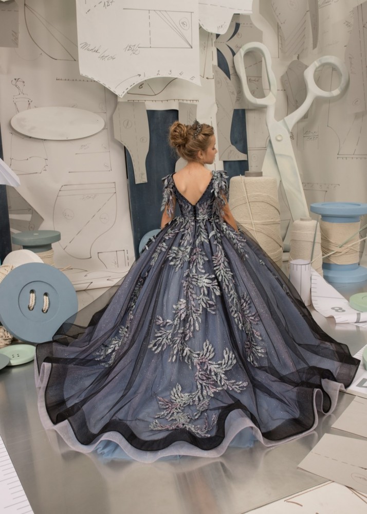 Grey Sparkle Tulle Flower Girl Dress