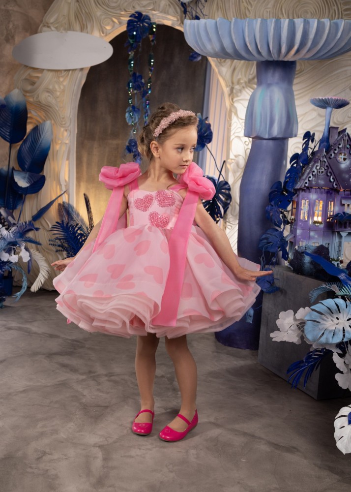 Pink Short Length  Flower Girl Dress/Girls Party Dress