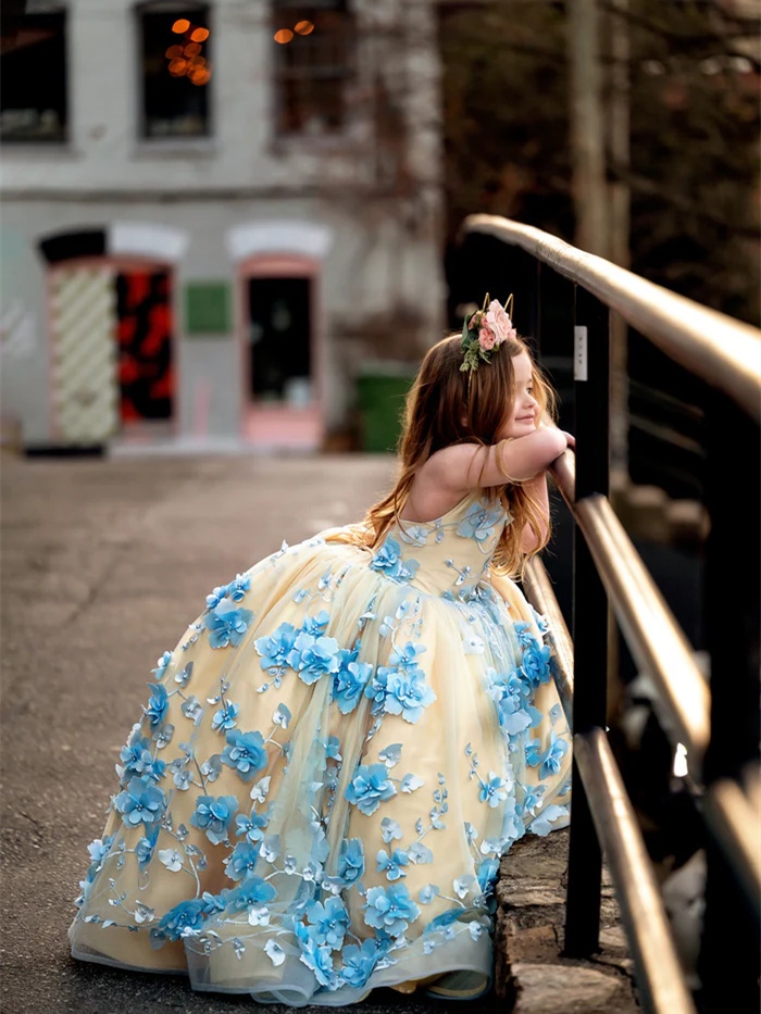 Floral Lace Flower Girl Dress/Pageant Dress