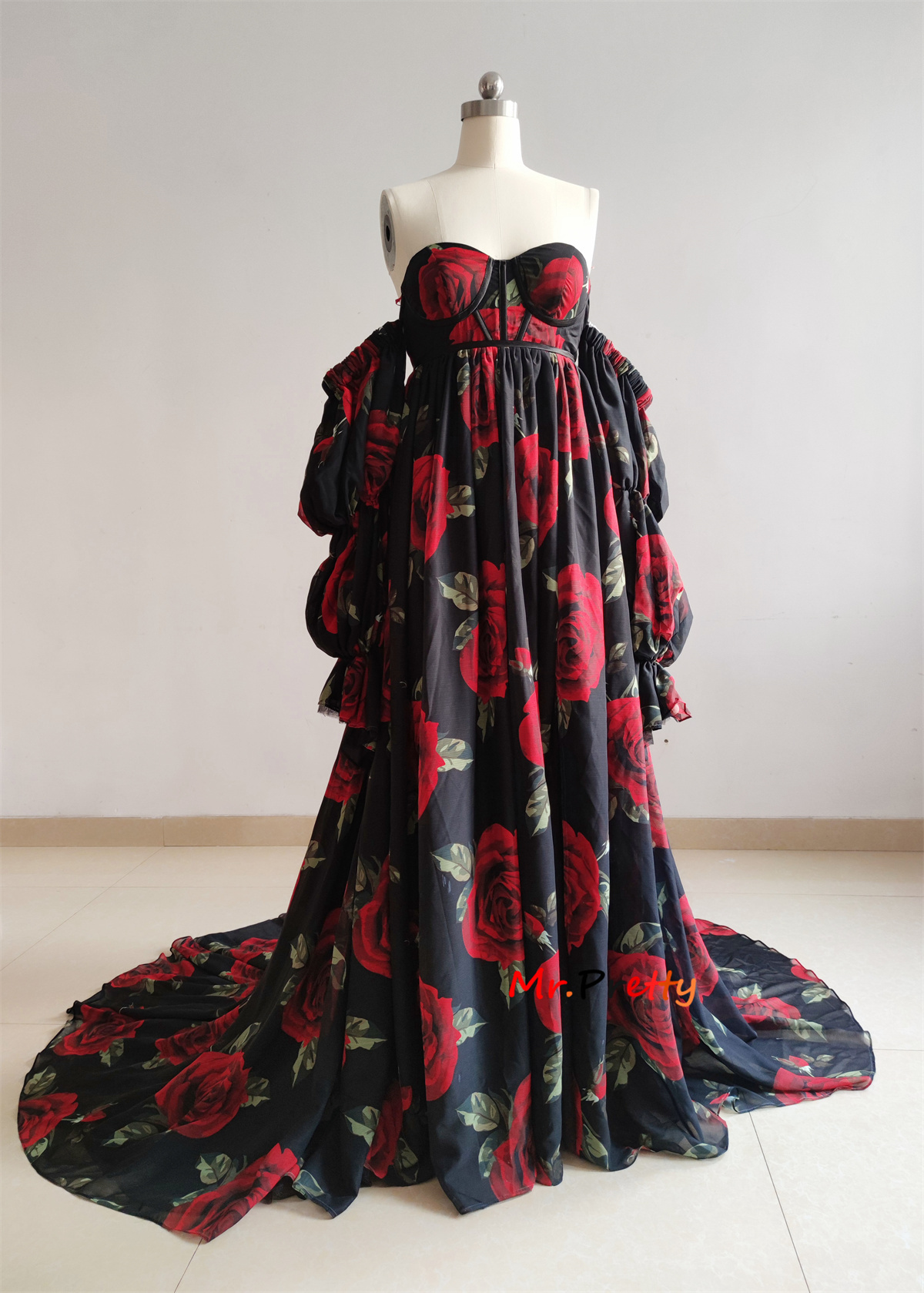 On Sale Floral Chiffon Photoshoot Dress /Maternity Dress