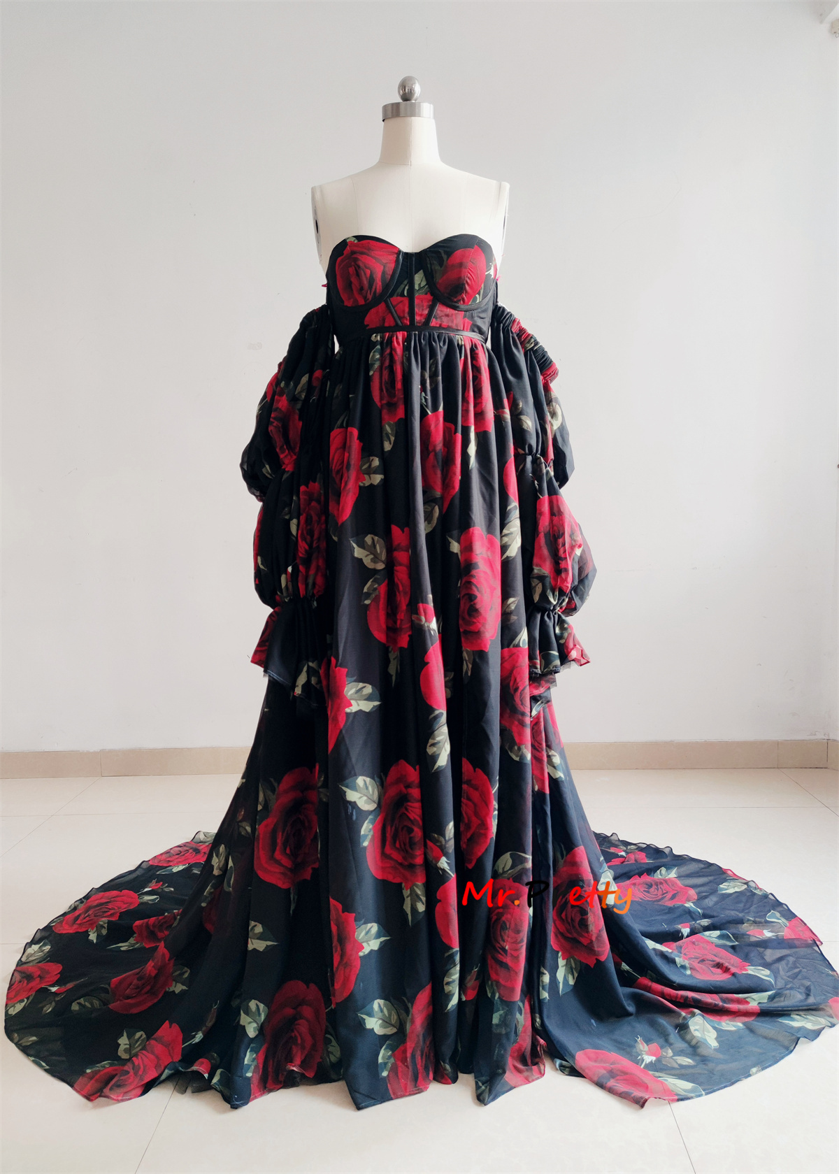 On Sale Floral Chiffon Photoshoot Dress /Maternity Dress