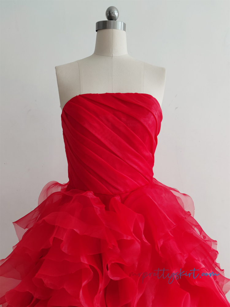 Red Organza Luxury Photo Shoot Dress/Wedding Dress