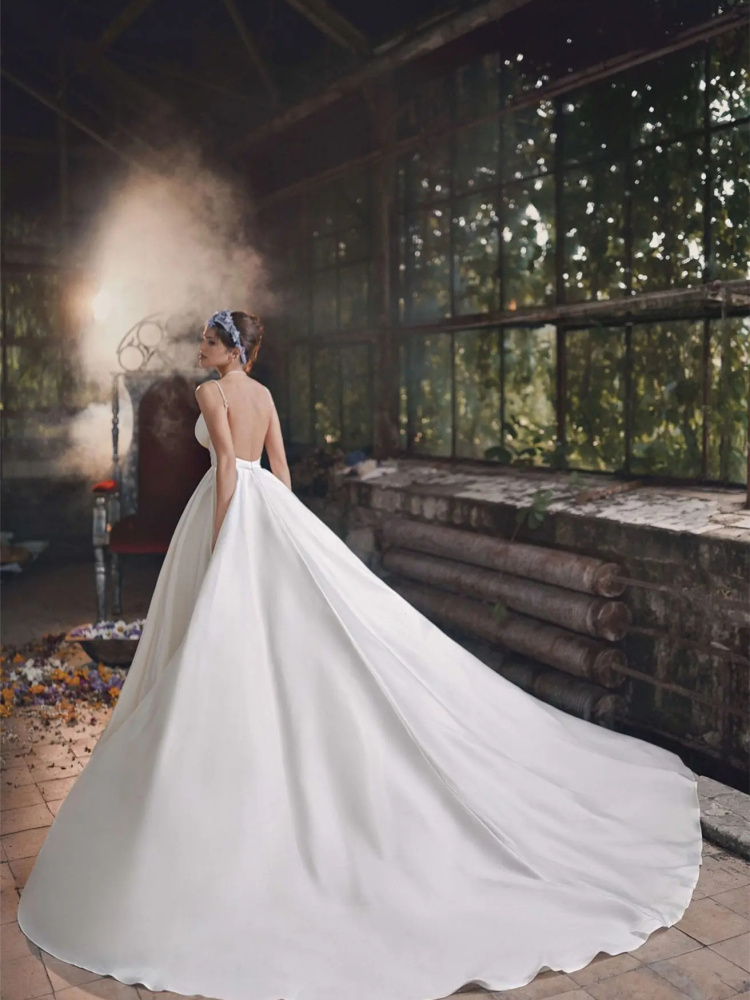 White Satin Sexy Wedding Dress