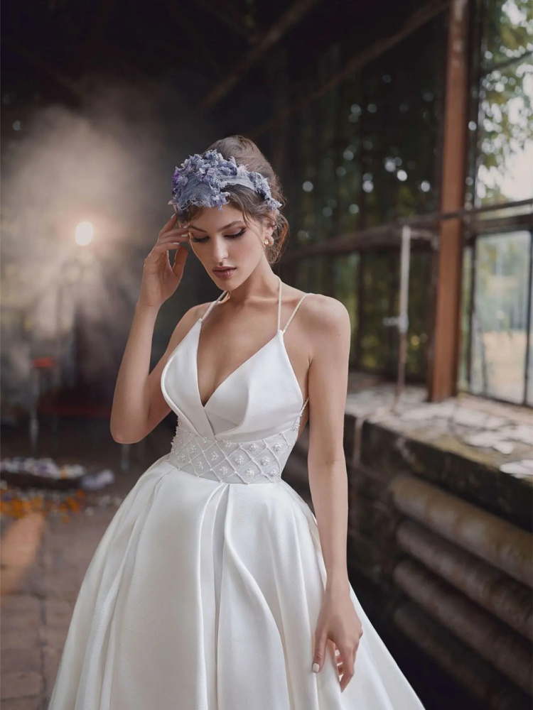 White Satin Sexy Wedding Dress