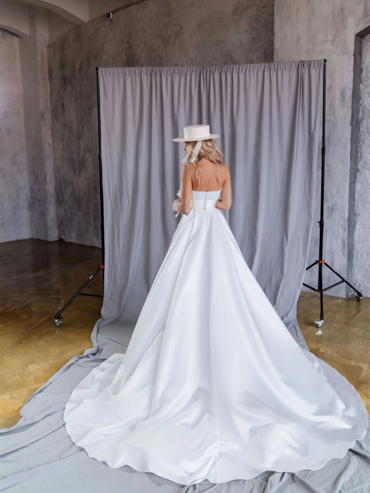 White Satin Sexy Wedding Dress