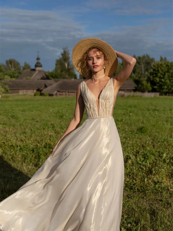 Sparkle Organza Sexy Wedding Dress Bridal Gown