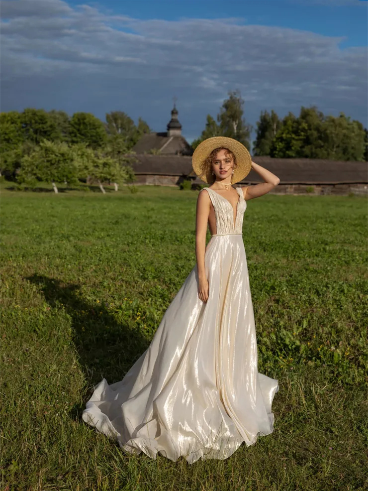 Sparkle Organza Sexy Wedding Dress Bridal Gown