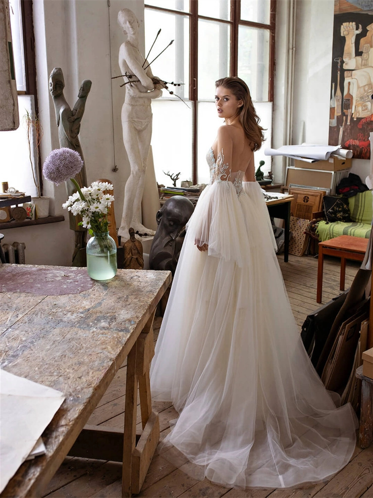 Beaded Top Sexy Wedding Dress Bridal Gown