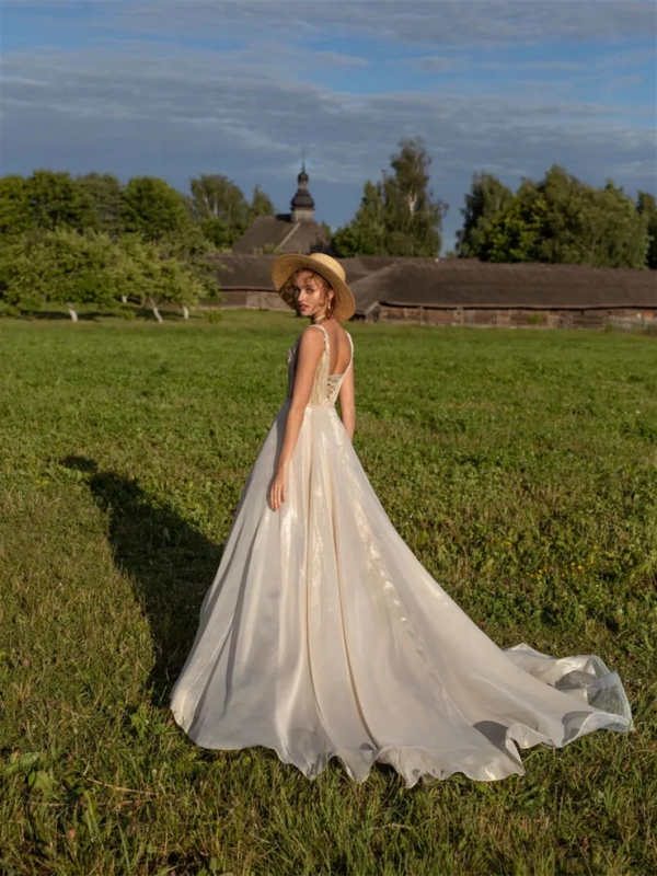 Sparkle Organza Sexy Wedding Dress Bridal Gown