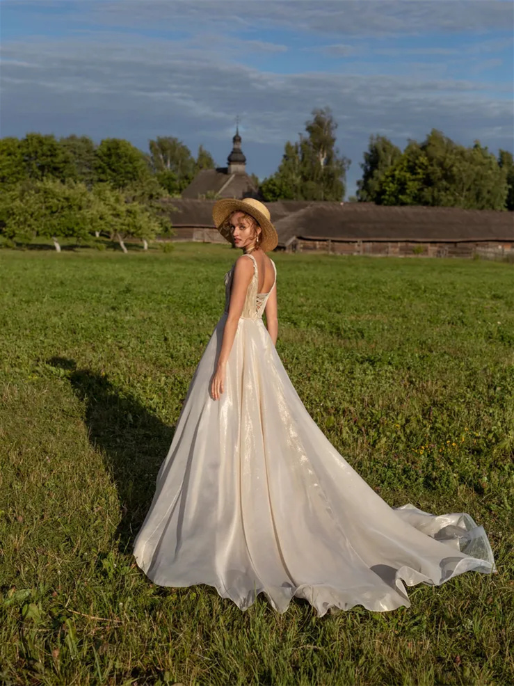 Sparkle Organza Sexy Wedding Dress Bridal Gown