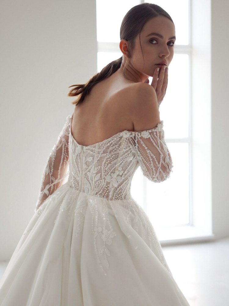 White Lace Organza Bridal Dress