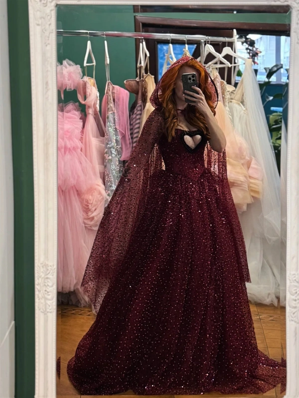 Dark Red Sparkle Prom Dress/Photo Shoot Dress
