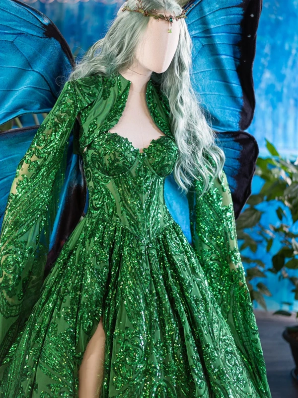 Green Lace Prom Dress/Photo Shoot Dress