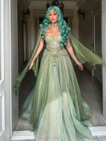 Green Sparkle  Lace Prom Dress/Photo Shoot Dress