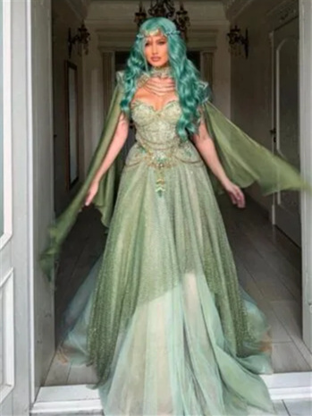 Green Sparkle  Lace Prom Dress/Photo Shoot Dress