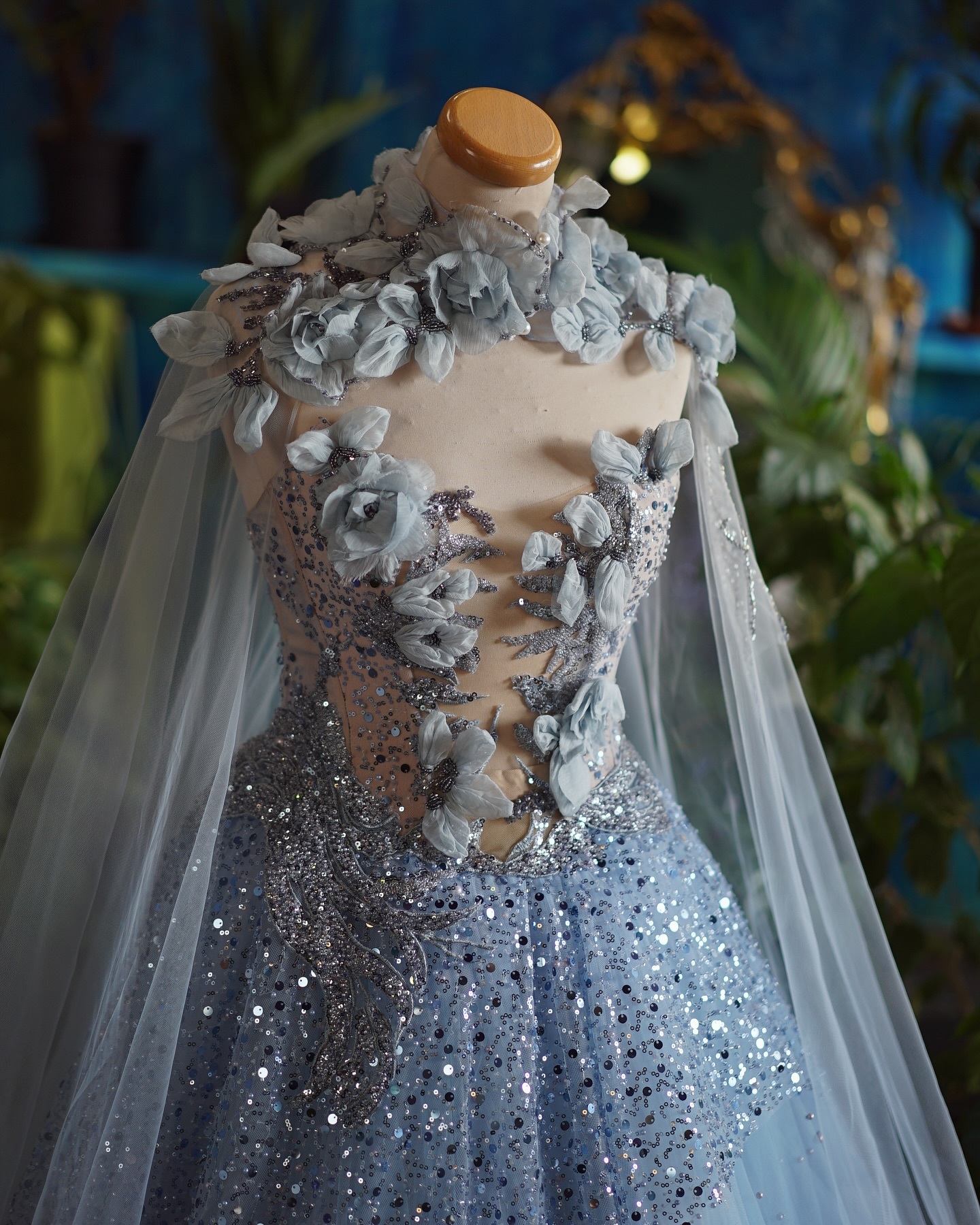 Beaded Floral Sparkle Tulle Photoshoot Dress/Prom Dress
