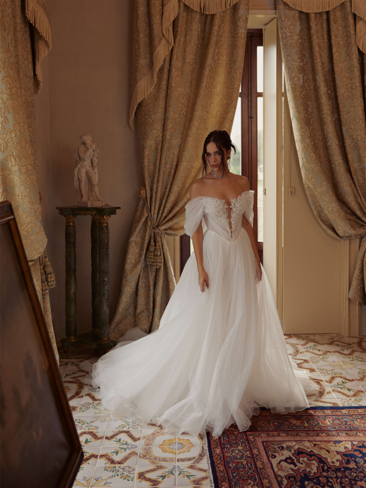 White Beaded Lace  Wedding Dress