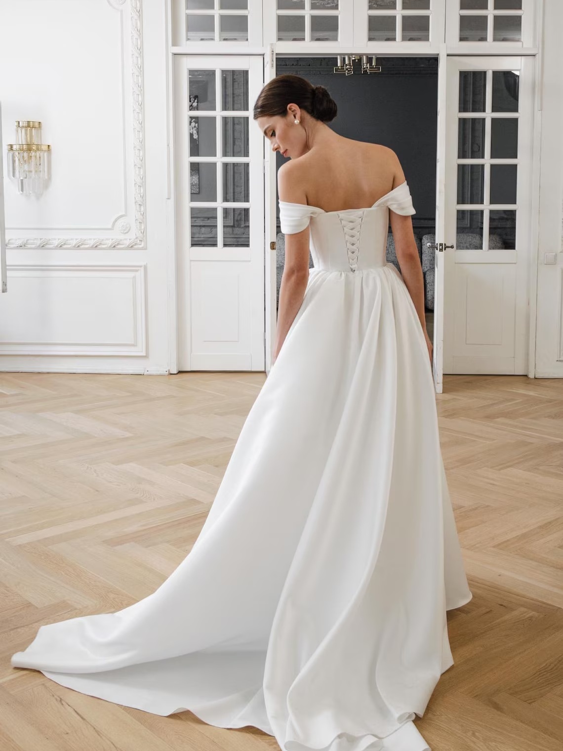 Basque Waist White Bridal Dress