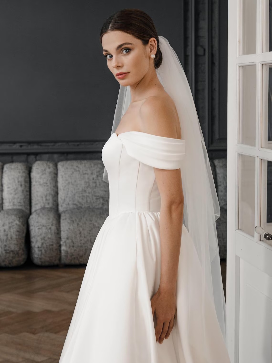 Basque Waist White Bridal Dress