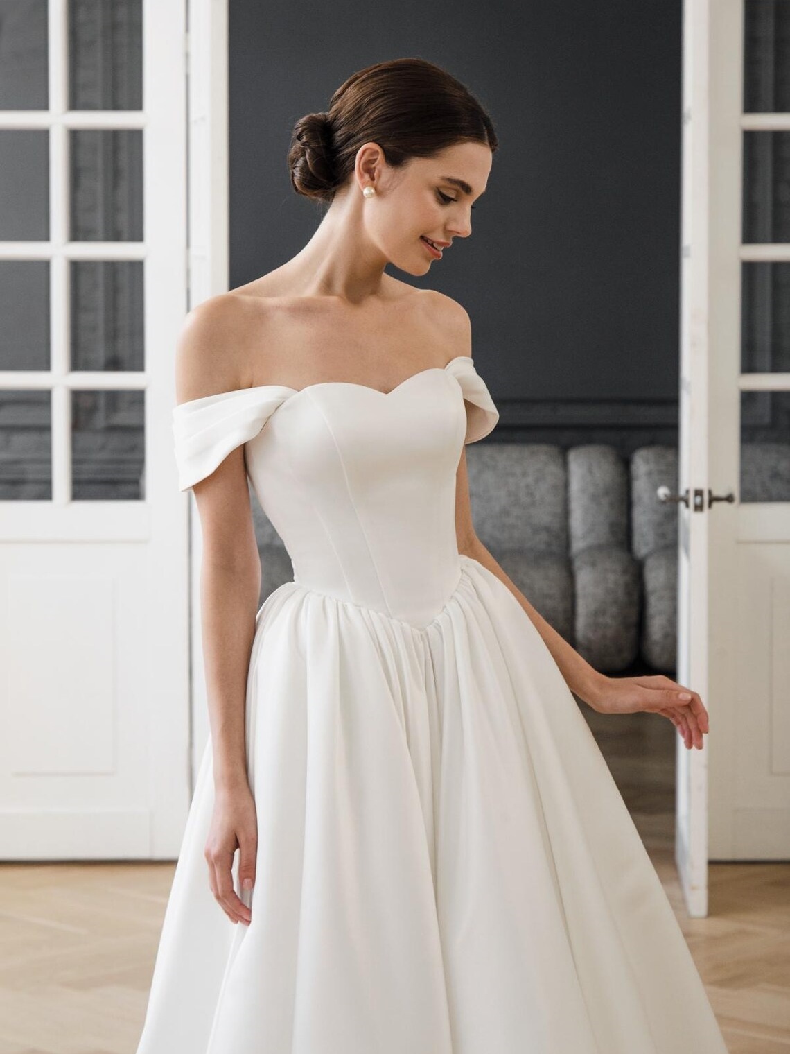 Basque Waist White Bridal Dress