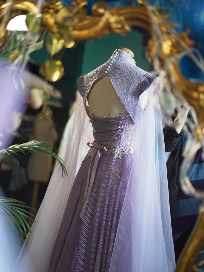 Purple Sparkle Photoshoot /Floral Prom Dress