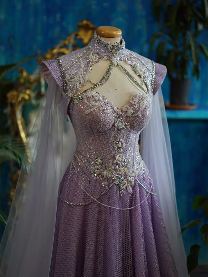Purple Sparkle Photoshoot /Floral Prom Dress