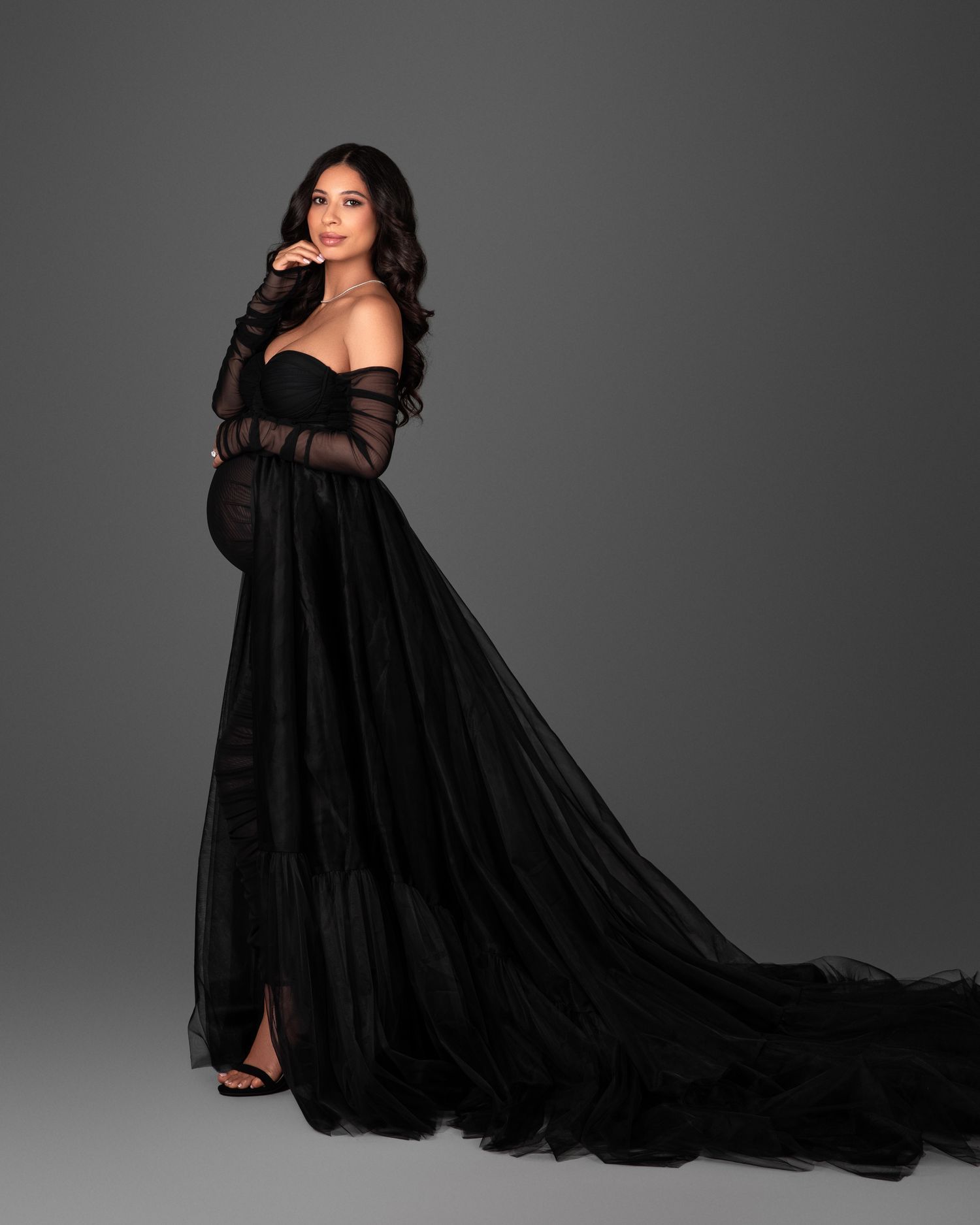 2 Pieces Black Maternity Dress For Photoshoot